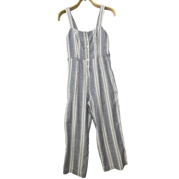 Rails Kyra Linen Rayon Blue White Striped Jumpsuit Sz: Small - Picture 5 of 13